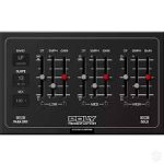 Guitar effects pedal with three vertical sliders and red knobs on a dark panel marked with a 'PLY' logo.