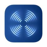 Blue rounded-square icon with white concentric rings representing a speaker emitting sound waves.